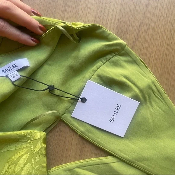 NWT Livi Satin Jacquard Mini Dress size 0 in Green